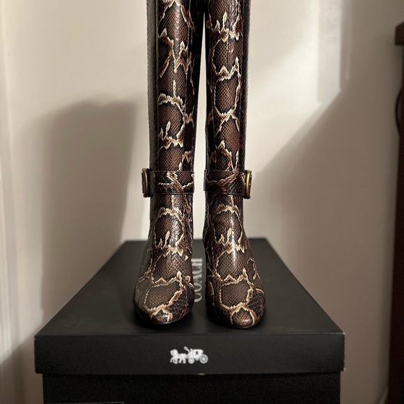 Coach Shoes - COACH BOOTS. Snakeskin brown neutral tones. Women size 10. BRAND NEW NEVER WORN